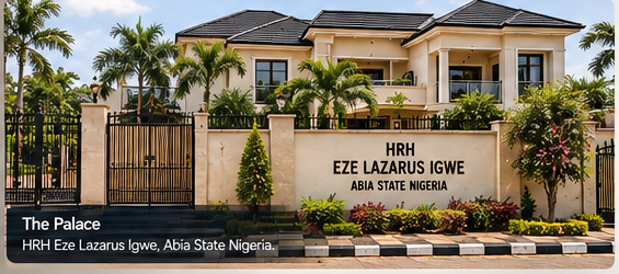 Modern palace building representing the royal home in Abia State